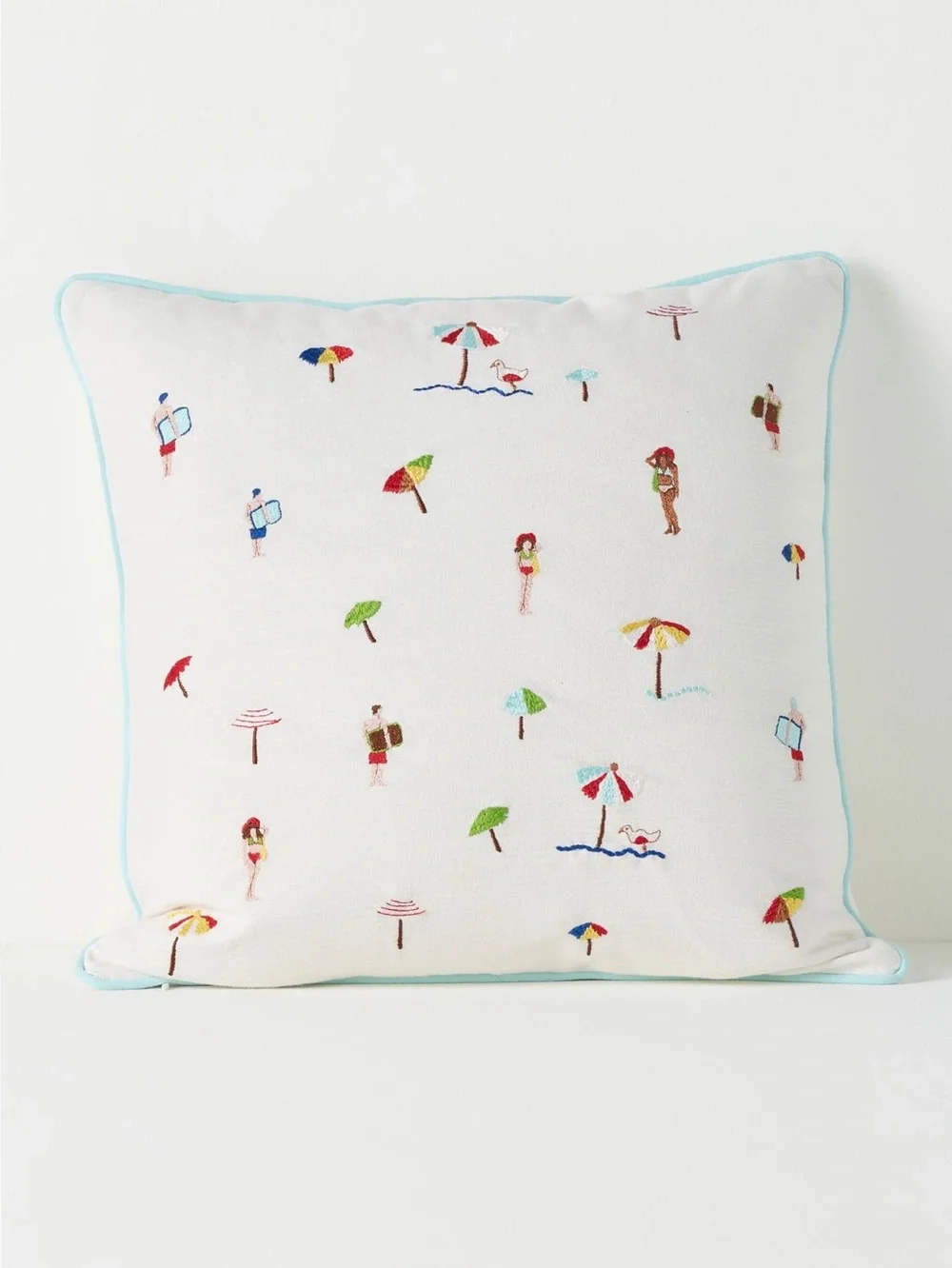 Anthropologie Embroidered Pillow Alma Cotton Beach New